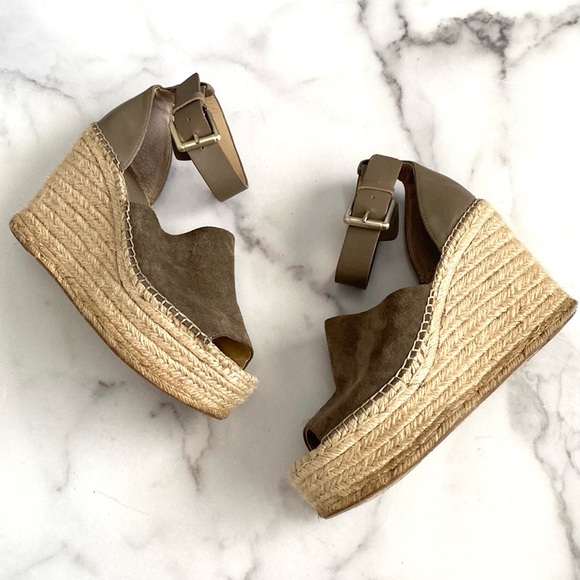 Marc Fisher Adalyn Olive Suede Espadrille Sandals 8.5M - Picture 3 of 12